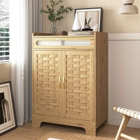 Coffee Bar Cabinet, Modern Farmhouse Buffet Sideboard with Drawer and Adjustable Shelf, Barn Door Storage Cabinet for Kitchen, Dining Room, Bathr