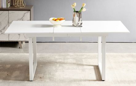 white color,Square Extendable Dining Table with metal leg,Modern Space Saving Kitchen Table for Living Room( 70.86" W x 31.5" D x 29.5" H)
