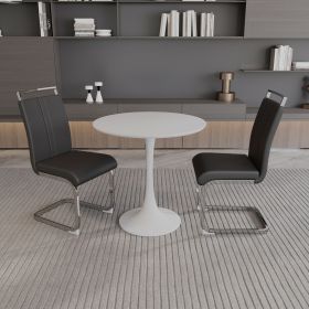 White circular dining table, 31.5 "tulip dining table, kitchen dining table for 2-4 people, MDF tabletop and base
