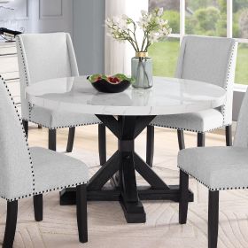 Hirima Modern Elegance 54" Round Dining Table, Solid Acacia Wood Base
