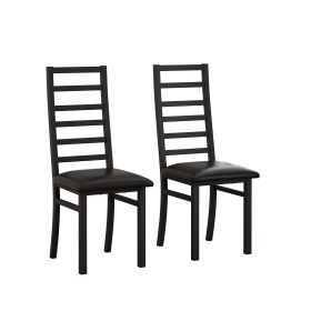 Metal Dining Chairs Set of 2, Steel Legs and PU Leather Seats, High Back Armless Dining Chairs, for Kitchen, Living Room, Black